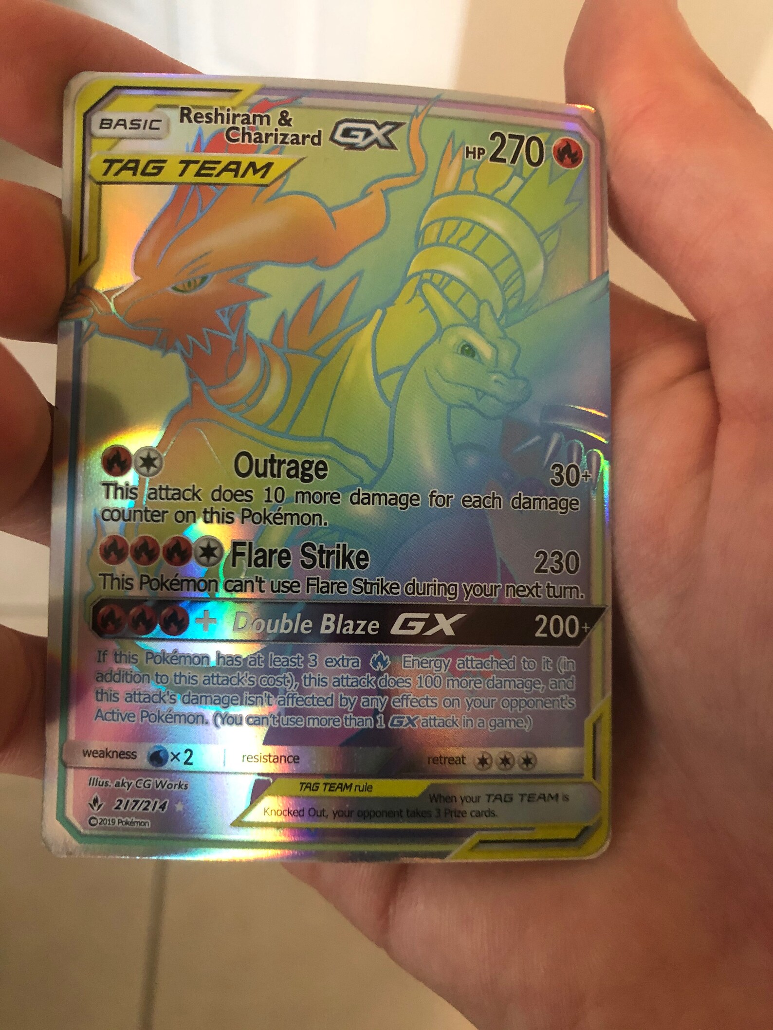 Reshiram & Charizard GX 217/214 Hyper Rare Orica Card | Etsy