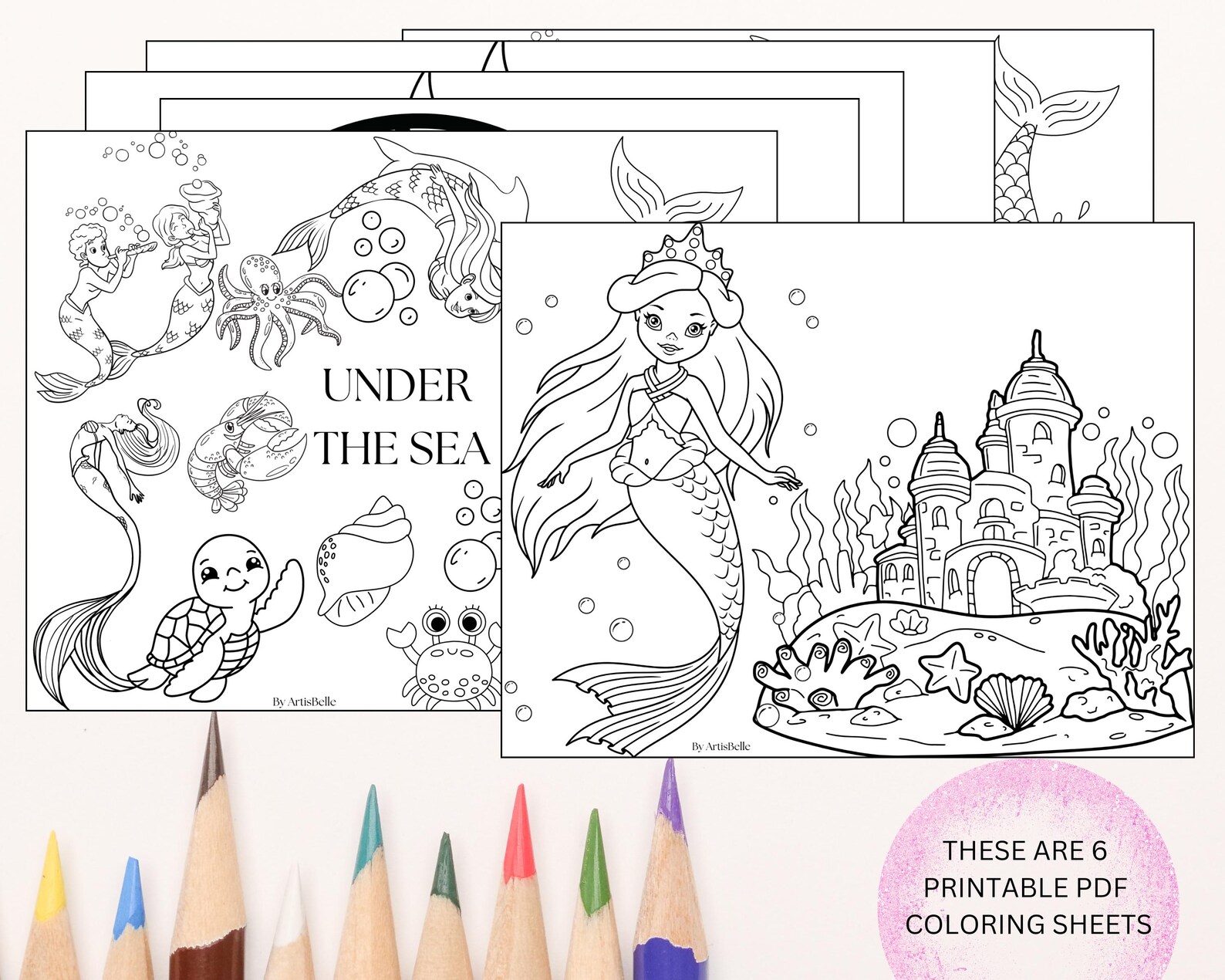Mermaid Coloring Sheets, Mermaid Coloring Pages, Under the Sea