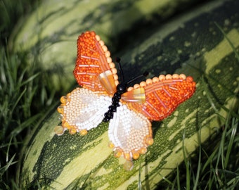 Beaded butterfly brooch
