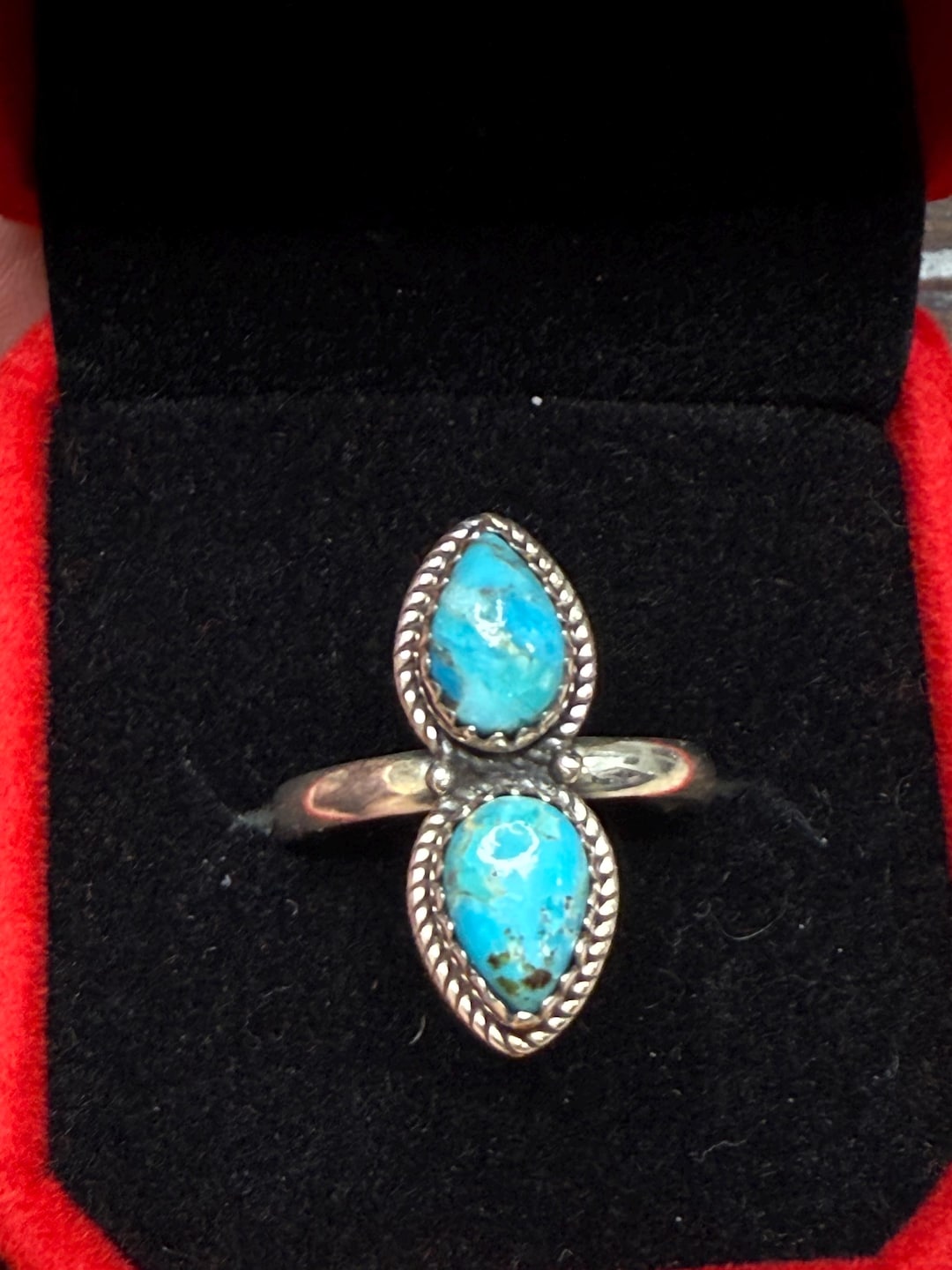 Double Sleeping Beauty Turquoise Sterling Silver Ring Size 9 - Etsy