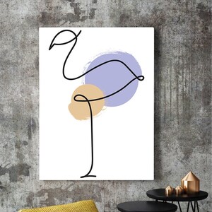 Flamingo Line Art Print for Instant Download, Minimalist digital Printable Wall Art, Digital Art Print, Modern Wall Art