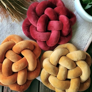 Peony Knot Pillow, Plush Decorative Cushion, Handmade in USA