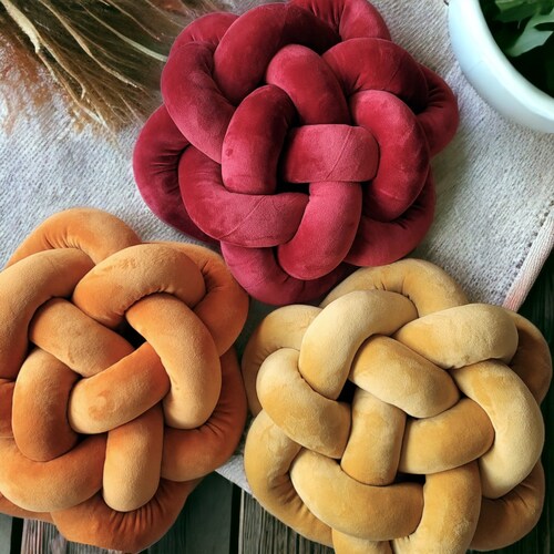 Peony Knot Pillow, Plush Decorative Cushion, Handmade in USA