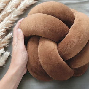 Knot pillow in Ball shape 2 lines is 12 inches Ultra soft decorative pillow Unique cushion Sphere knot pillow image 1