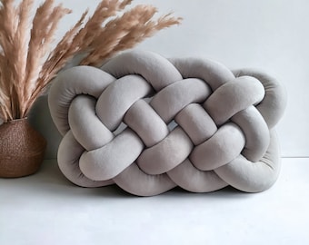Cloud Knot Pillow, Sparkled Peppercorn Minky Plush, Handmade USA