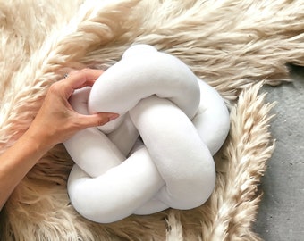 Small Minky Plush Knot Pillow, Button Shape, Made in USA