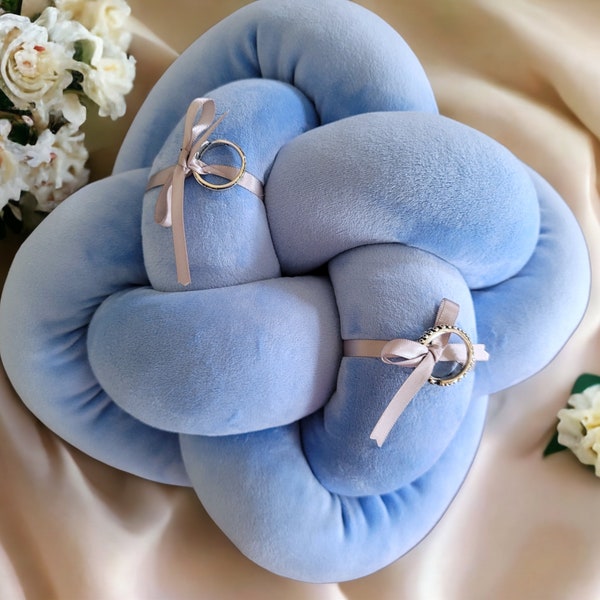 Wedding ring pillow, Custom Ring bearer pillow, Knot cushion, Tie the knot, Box Decorative pillow, Unique Knot-Shaped Ring holder