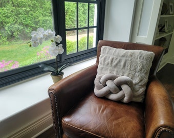 Hand Braided Infinity Knot Pillow, Plush Decorative Accent
