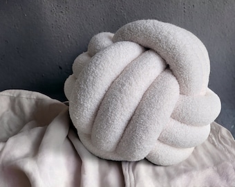 Boucle Knot Pillow, Ball Shape, Cozy Accent Cushion