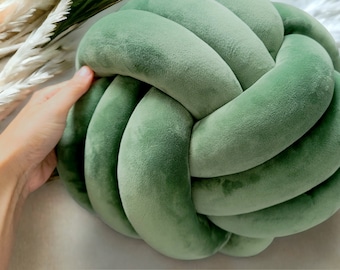 Ball Knot Pillow, Plush Scandinavian Home Decor, Accent Cushion