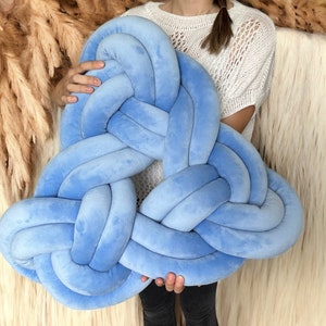 Knot pillow in Trinity Spinner shape, 23 x 25 x 4 inches • Floor cushion for kids • Flat cushion for reading • Unique Meditation cushion