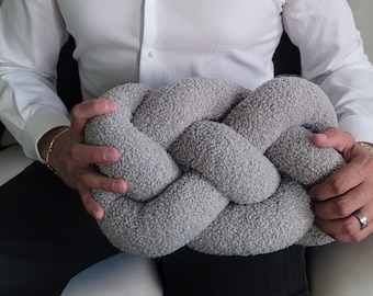 Boucle Knot Pillow, Infinity Shape, Handmade Home Decor