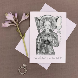 AFDRUKBARE katholieke Saint Jeanne d'Arc Card - digitale PDF-katholieke kaart - aanmoediging, sacrament, bevestiging, afstuderen, wijding