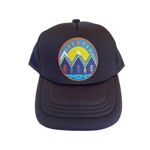 Mountain Sunset Patch Kids Trucker Hat- Youth Trucker Hat Embroidered Patch- Youth Trucker Hat