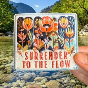Surrender to the Flow Patch- Embroidered Iron on Patch