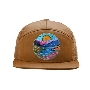 Mountain River Embroidered Trucker Hat – Snapback Flat Brim