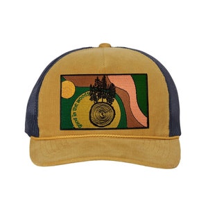 Corduroy Trucker Hat- Good in the Woods Trucker Hat with Patch Embroidered Nature Outdoor Patch
