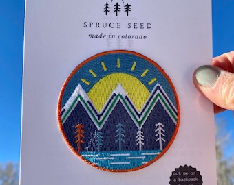 Mountain Embroidered Iron-On Patch – Outdoor Adventure Applique