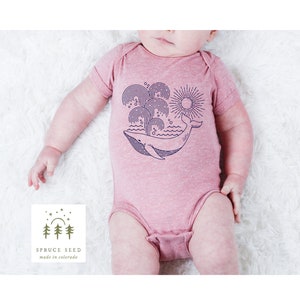 Whale Baby One piece Infant Outfit Bodysuit- Coastal Infant Clothing-Beach Baby