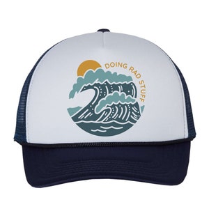 Doing Rad Stuff Surf Wave Trucker Hat- Toddler Youth Ocean River Lake Kids Trucker Hat