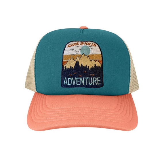 Teal & Salmon Adventure Patch Trucker Hat - Women display picture 3