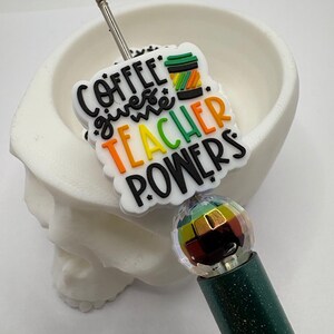 Coffee teaching focal bead, silicone bead, silicone bead for pens, crafting beads, supplies, focal, silicone supply bead 28.5mm