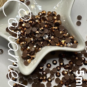Caramel, 5mm jelly rhinestones, 1oz by Wt. faceted flat back jelly resin rhinestones, non-hot fix