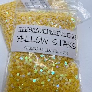 Yellow holographic star sequins 15g, star sequins, resin fillers, crafting supplies, resin sequins, stars holo nail accessories, epoxy