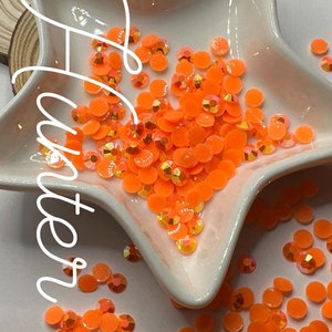Hunter , 5mm jelly rhinestones, 1oz by Wt. faceted flat back jelly resin rhinestones, non-hot fix