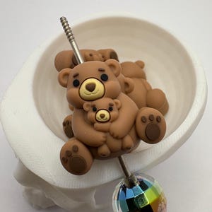3D Bears focal bead, cute silicone bead, beads for pens, silicone bead, focal bead, 28mm, 1pc