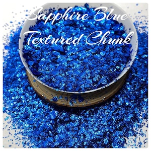 Sapphire blue textured chunky metallic, high quality polyester embossed chunky, resin glitter, tumbler chunky glitter, solvent resistant,