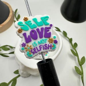 Self Love focal bead, silicone bead, silicone bead for pens, crafting beads, supplies focal, silicone supply bead 30mm