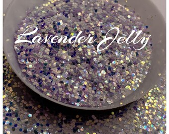 Lavender jelly: sm hex polyester glitter, iridescent holo glitter filler, crafting glitter, resin glitter