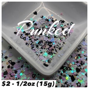 Punked: Multi shaped glitter, metallic gloss shaped glitter, crafting shapes, shaped glitter filler, multi shaped .5 oz by weight
