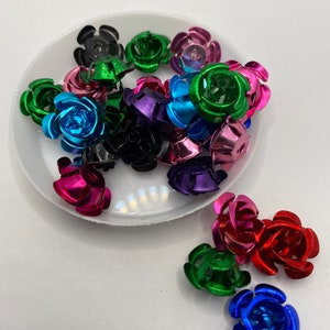 8mm aluminum roses, multicolored roses resin crafting, 25pc per bag, metal roses, roses bundle, resin fillers