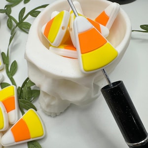 Candy Corn bead, bead for pens, crafting beads, supplies, focal, supply bead, silicone focal beadable items, 1pc, 29mm