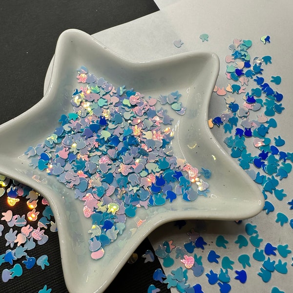 Holo Blue bunny shaped glitter, resin fillers, crafting supplies, resin sequins, nail accessories, holo blue 1/2oz (15g)