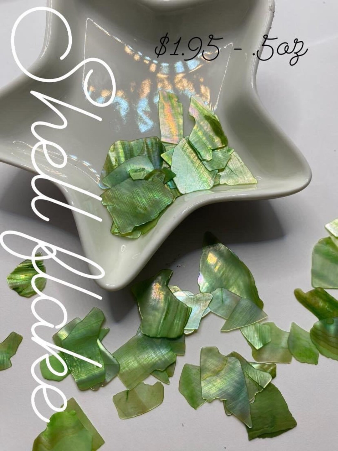 Green Dyed Mother Pearl Flake Shell, Shiny Shell Flake, Resin Fillers ...