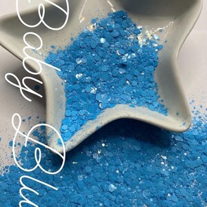 Baby Blue :chunky garden blend glitter mix, colored glitter, gloss opaque mix glitter hexagon chunky, resin glitter, crafting