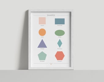 Formes géométriques en anglais - Affiche éducative sur les formes - Affiche Montessori - Décoration de classe - Téléchargement numérique