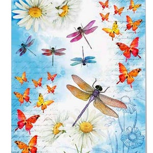 Paper Designs Decoupage Paper Dragonflies and Butterflies A2 P-XL-ANI-0013