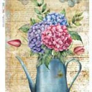 Decoupage Paper |Rice Paper | Paper Designs | Hydrangeas in a Vase | Country 0074 | Size A4
