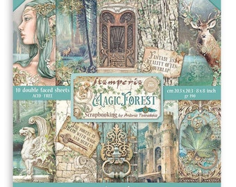 Scrapbook Paper Pack | Magic Forest Scrapbooking Paper Pack | Stamperia | Journaling | Cardmaking | Crafting | 8"x8"