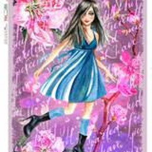 Decoupage Paper |Rice Paper | Paper Designs | Girl with Blue Dress Scene 0112 A4