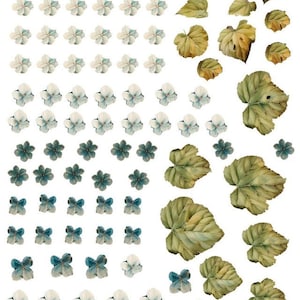 Decoupage Rice Paper |Nostalgia 4 Leaves and Flower Buds | LaBlanche | Printed in Italy | Crafting Limited A4 | LBD355