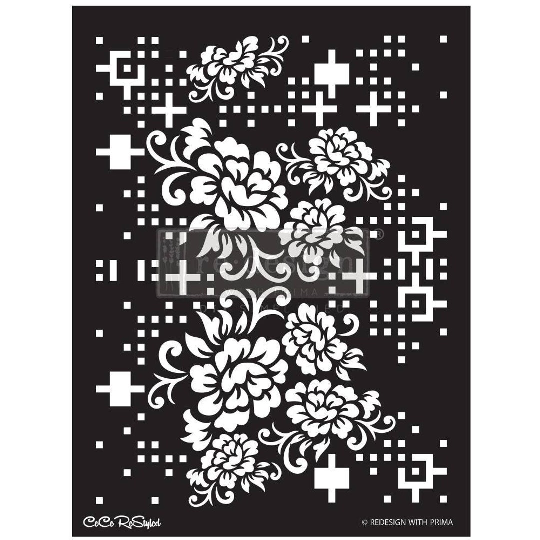 Reusable Stencil | Floral Matrix | Redesign Stencil - Cece Restyled - Etsy