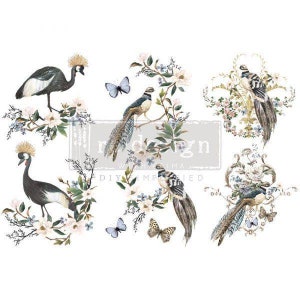 Furniture Transfer | Rub on Transfer | Rare Birds Mini | Redesign with Prima Mini Decor Transfers | Total Sheet Size: 6″ X 12″