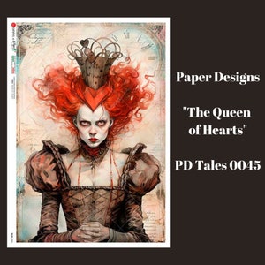 Decoupage Rice Paper | Queen of Hearts | PD Tales 0045 | Paper Designs |Printed in Italy | Alice in Wonderland | Decor Decoupage Paper | A3