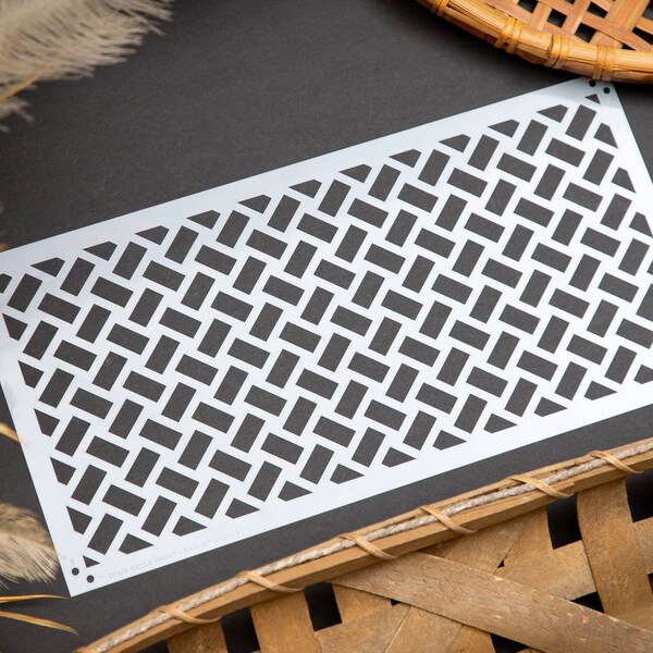 Basket Weave Stencil Etsy