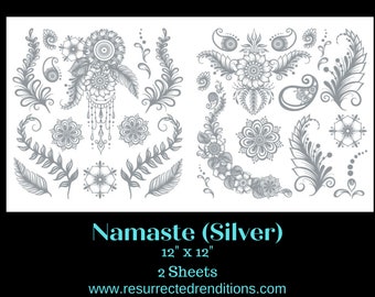 Namaste | Metallic Silver Foils | Hokus Pokus | 2 Sheets 12" x 12"